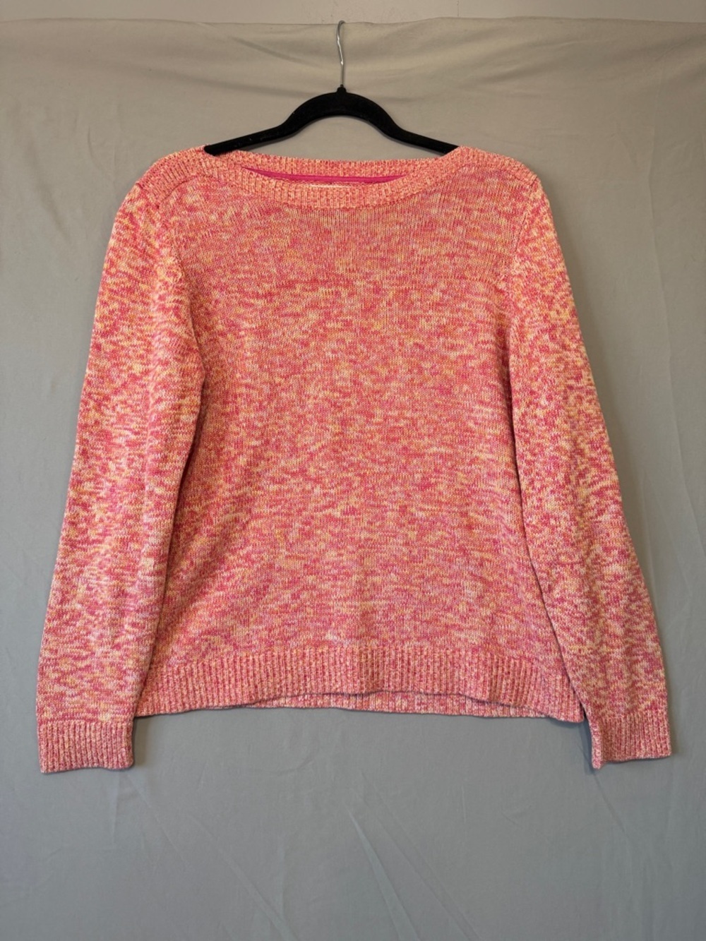 Croft & Barrow Womens Cotton Pullover Boatneck Sweater L Pink Melange Cabincore